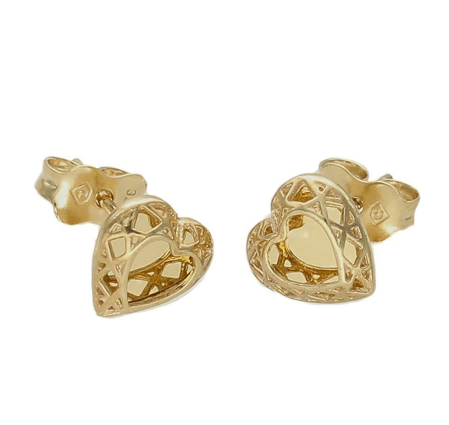 Złote kolczyki 333 serca ażurowe KL 9471 333 Minimalistyczna biżuteria zapinana na wygodne zapięcie na sztyft, doda subtelnego blasku stworzonej stylizacji. Tego typu kolczyki, pięknie się będą prezentowały same lub w zestawie.jpg